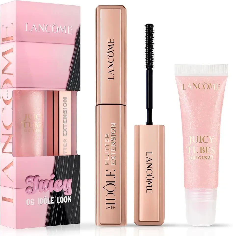 Juicy Tubes Lip Gloss 0.33 fl oz & Lash Idôle Flutter Extension Mascara 0.16 fl oz Duo – Limited Edition Travel Set – Lengthening Mascara True Black & Hydrating Lip Gloss Marshmallow Electro