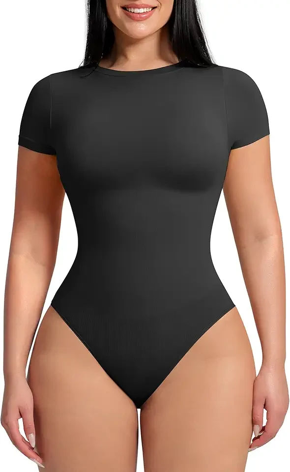 Shapewear Bodysuit Compression Body Suits Women's Bodysuits High Neck Short Sleeve Plus Size Body Suit Body Shaper