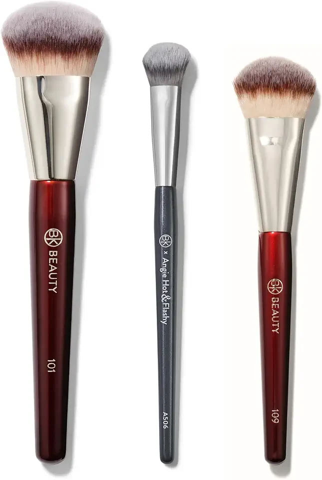 BK Beauty Brushes Set - A506, 109 & 101 Concealer, Contoured Foundation, and Mini Foundation Brushes - Essential Makeup Brush Trio for Flawless Application
