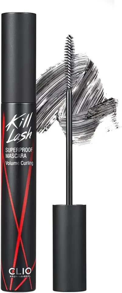 CLIO Kill Lash Superproof Mascara, Waterproof Volumizing Mascara with Curved Brush, Buildable Fullness, Smudge-Resistant Long Wear, Lifted Curl and Clean Definition (002 Volume Curling)