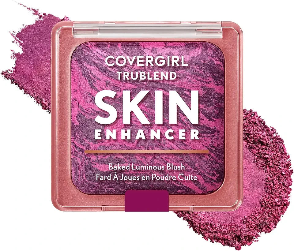 COVERGIRL TruBlend Skin Enhancer Baked Luminous Blush, with Hyaluronic Acid & White Rose Extract, Blends Seamlessly - 430 Berry Punch (Berry with Fuchsia Swirls)