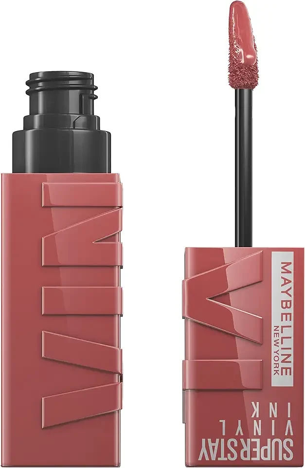 Maybelline Super Stay Vinyl Ink Longwear No-Budge Liquid Lipcolor Makeup, Highly Pigmented Color and Instant Shine, Cheeky, Rose Nude Lipstick, 0.14 fl oz, 1 Count