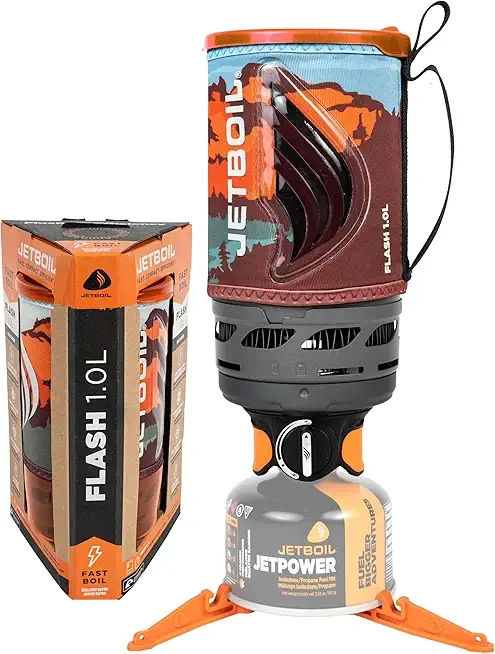 Jetboil Flash Portable Fast Boil Stove for Camping and Backpacking with 1-Step Auto Ignition, Propane/Isobutane Burner with Cooking Cup