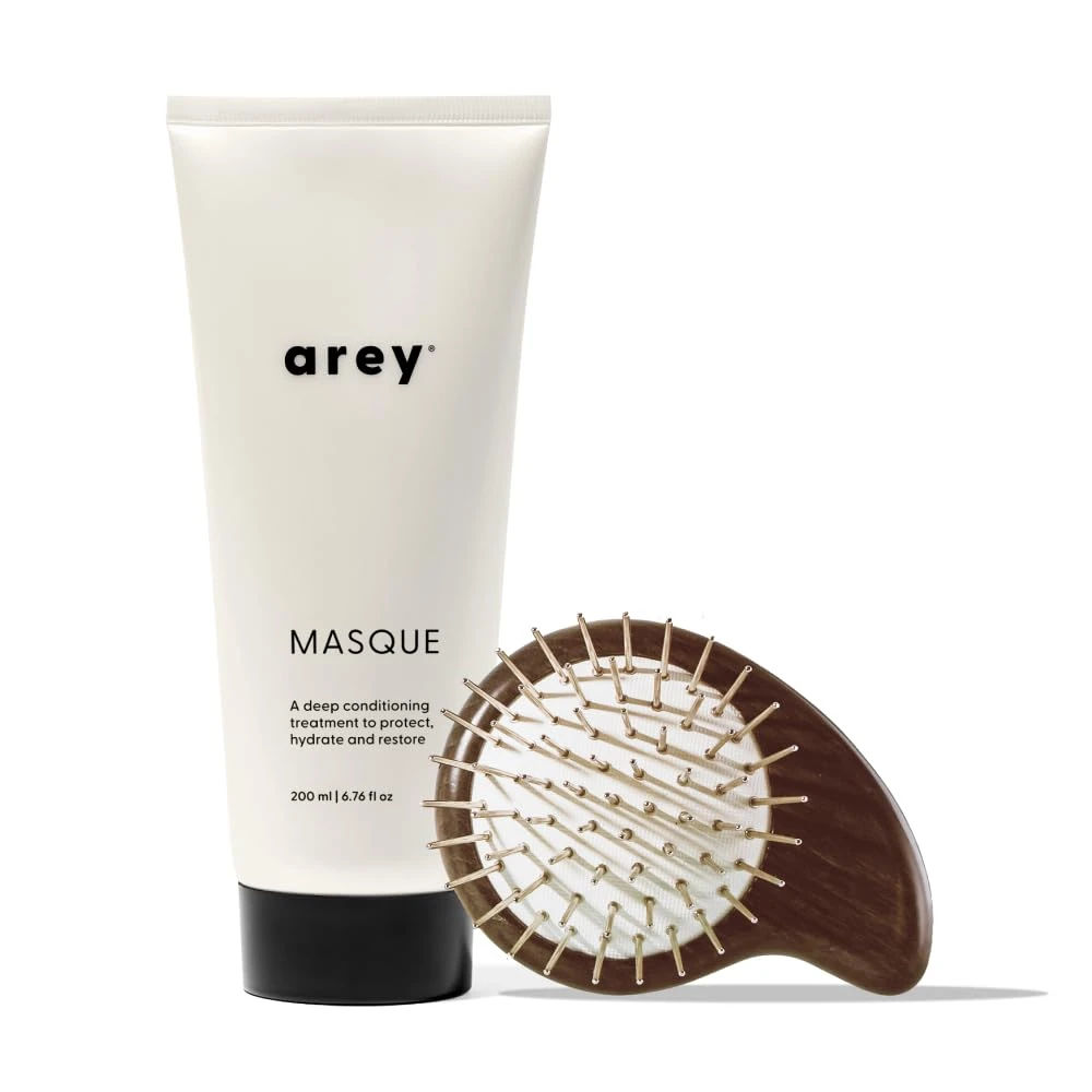 Arey Masque Deep Conditioner + Scalp Brush | Deep Hydration & Scalp Care Bundle | Restores Moisture, Reduces Breakage & Buildup | Silicone-Free, Vegan