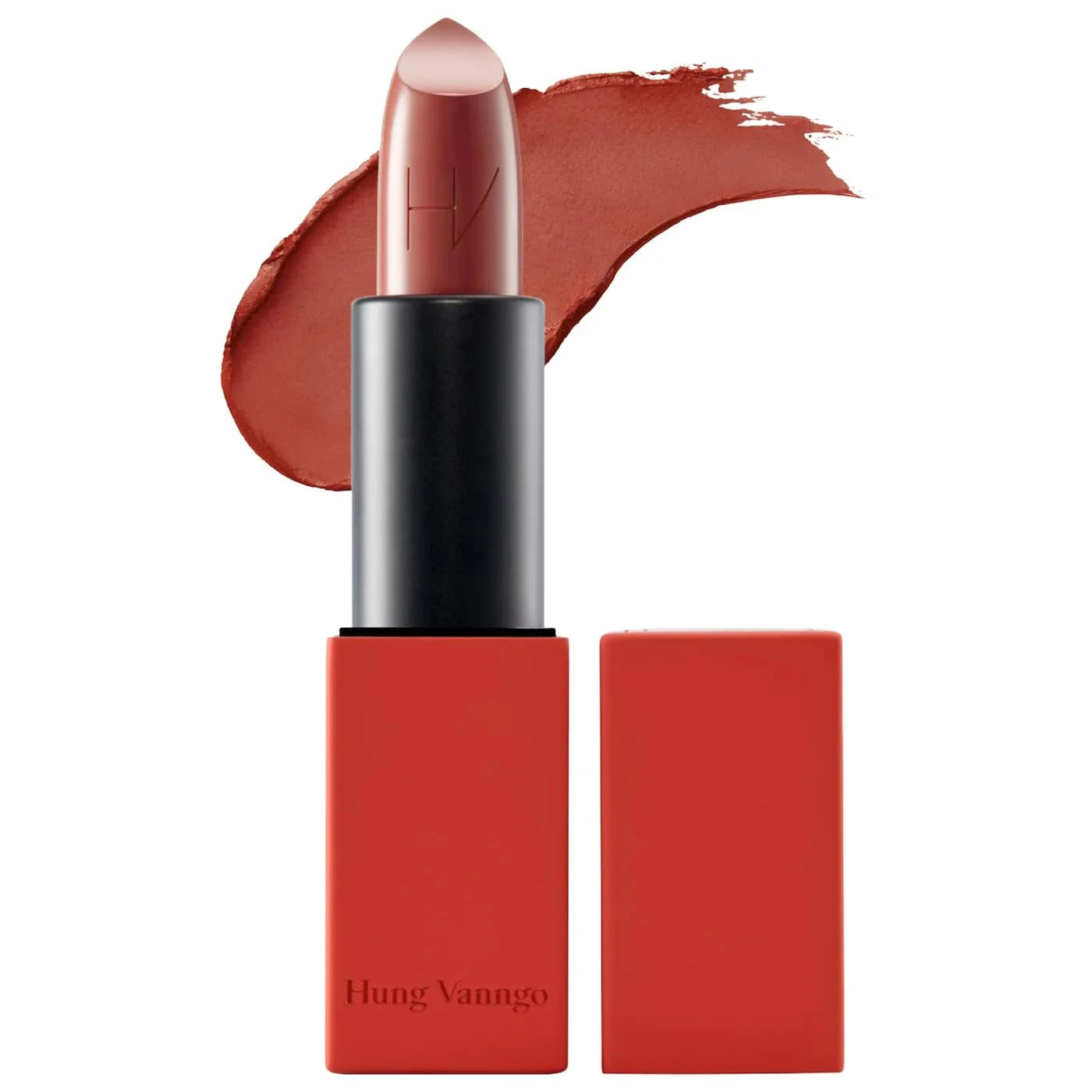 HUNG VANNGO BEAUTY Creamy Matte Longwear Lipstick with Hyaluronic Acid, Hydrating Matte Finish Lipstick, Full Coverage, 0.13 oz / 3.8 g (Nothing Impossible - Light Peach Brown) | Precise contour