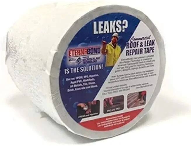 H.B. Fuller RoofSeal White 6" x10' MicroSealant UV Stable Seam Repair Tape | 35 mil Total Thickness | EB-RW060-10R - One-Step Durable, Waterproof and Airtight Repair