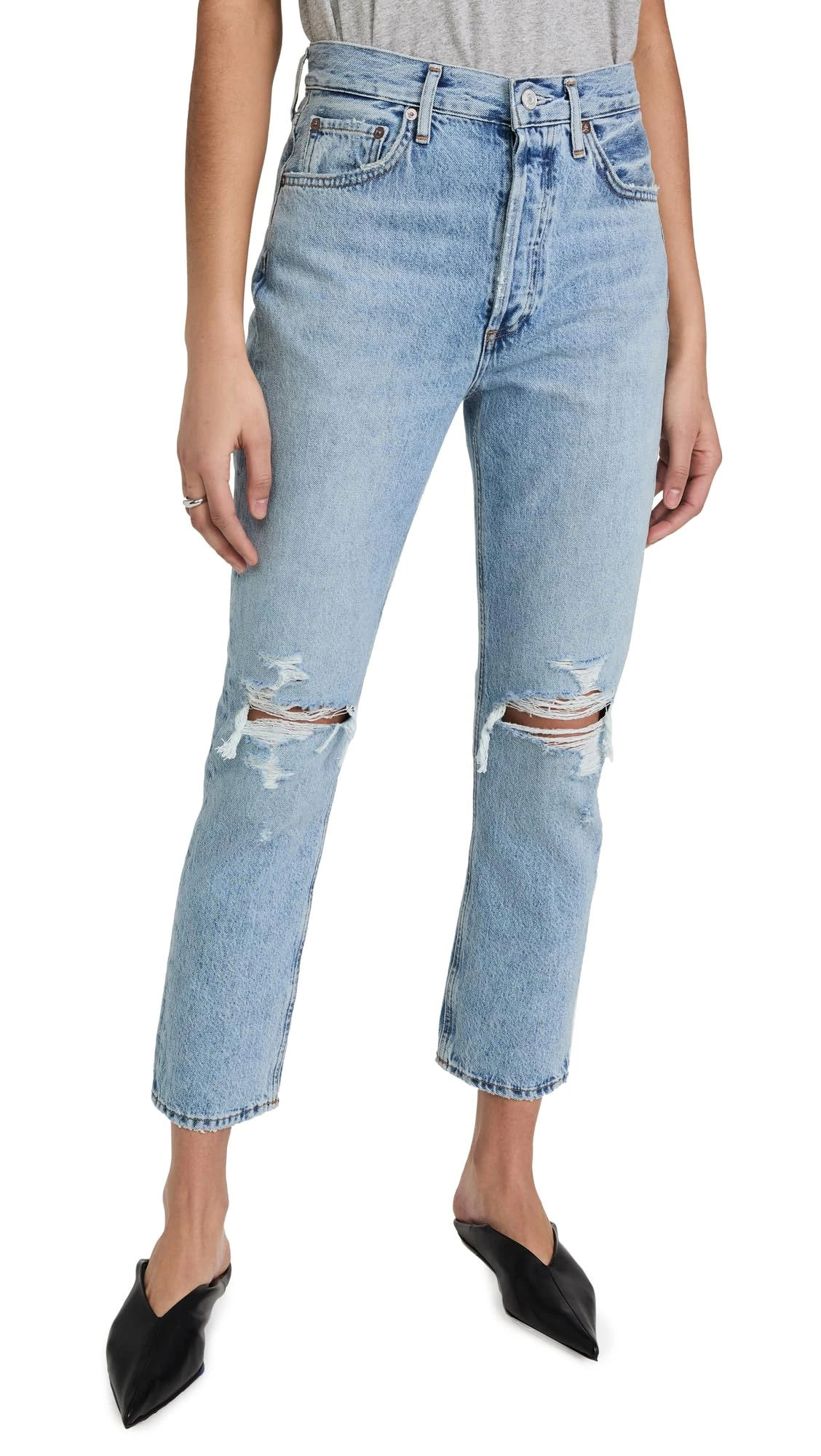 AGOLDE Women's Riley Distressed Crop Jeans