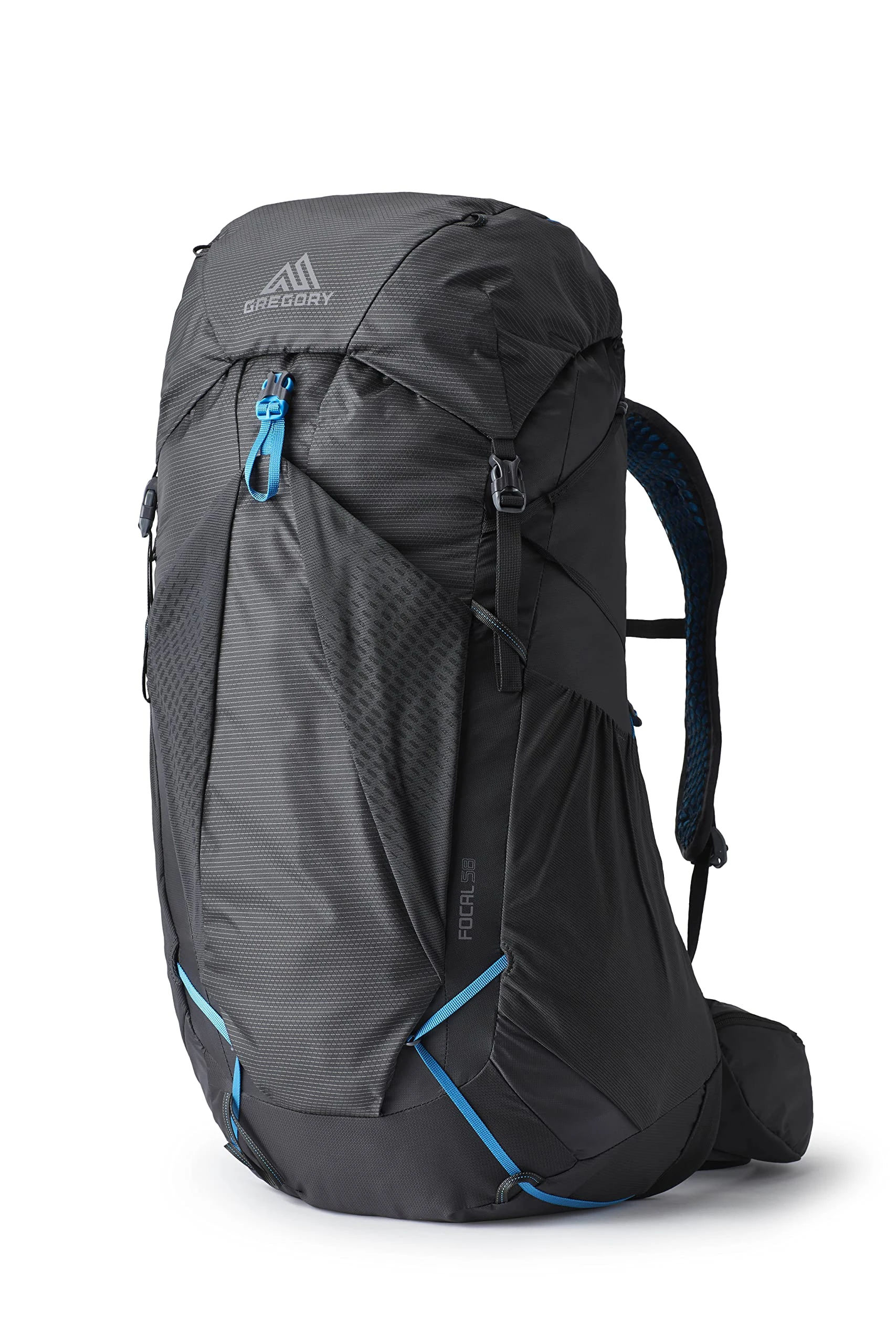 Gregory Focal 58L Unisex Ultralight Backpacking Pack with Freefloat Suspension, Aluminum Frame, Ventilated Backpanel, Large, Ozone Black
