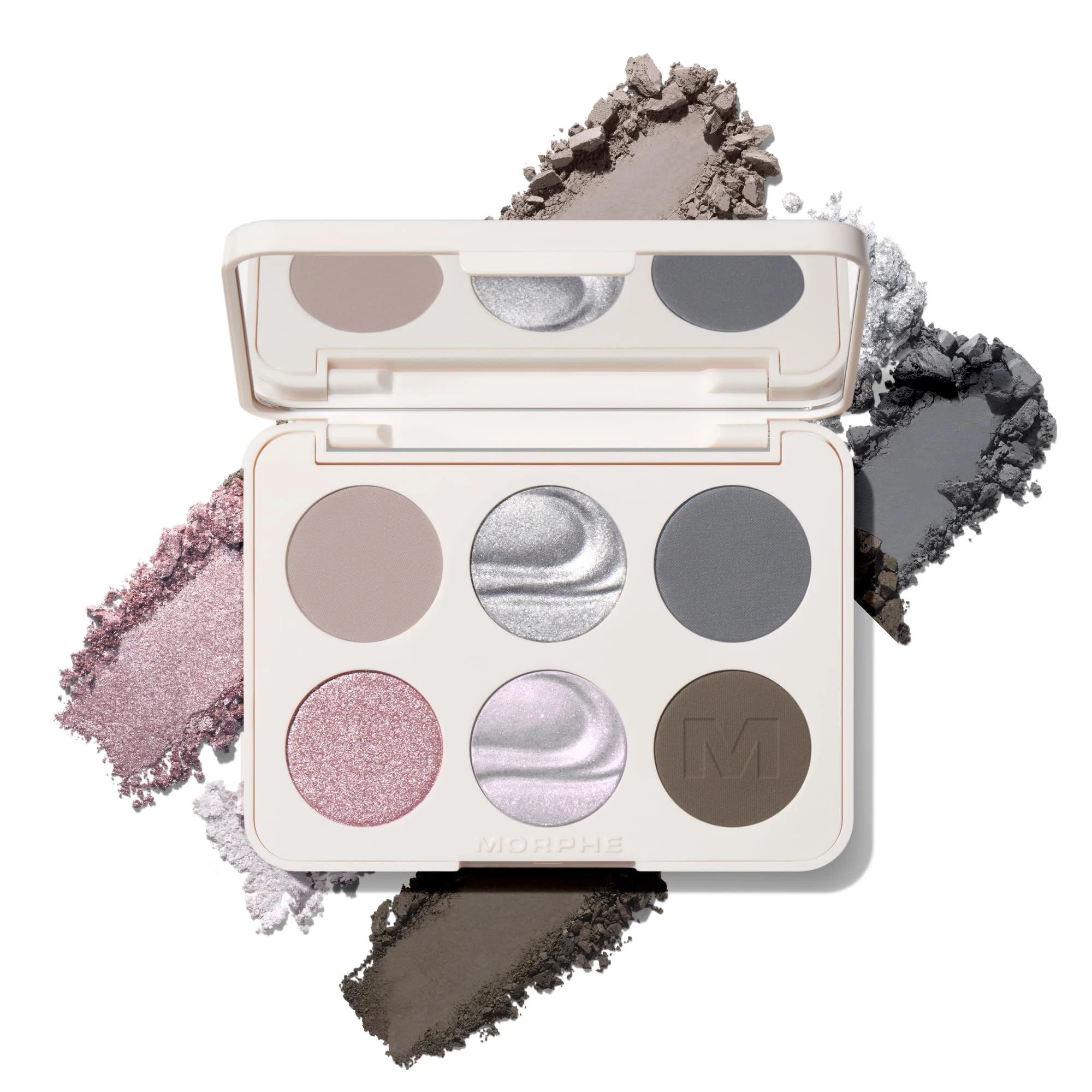 Morphe ChromaPlus 6-Pan Eyeshadow Palette - High Pigment Eye Makeup with Shimmer, Matte & Metallic Eye Shadow - Neutral Eyeshadow Makeup Collection for All-Day Wear - Cyber Chrome (0.26 oz)