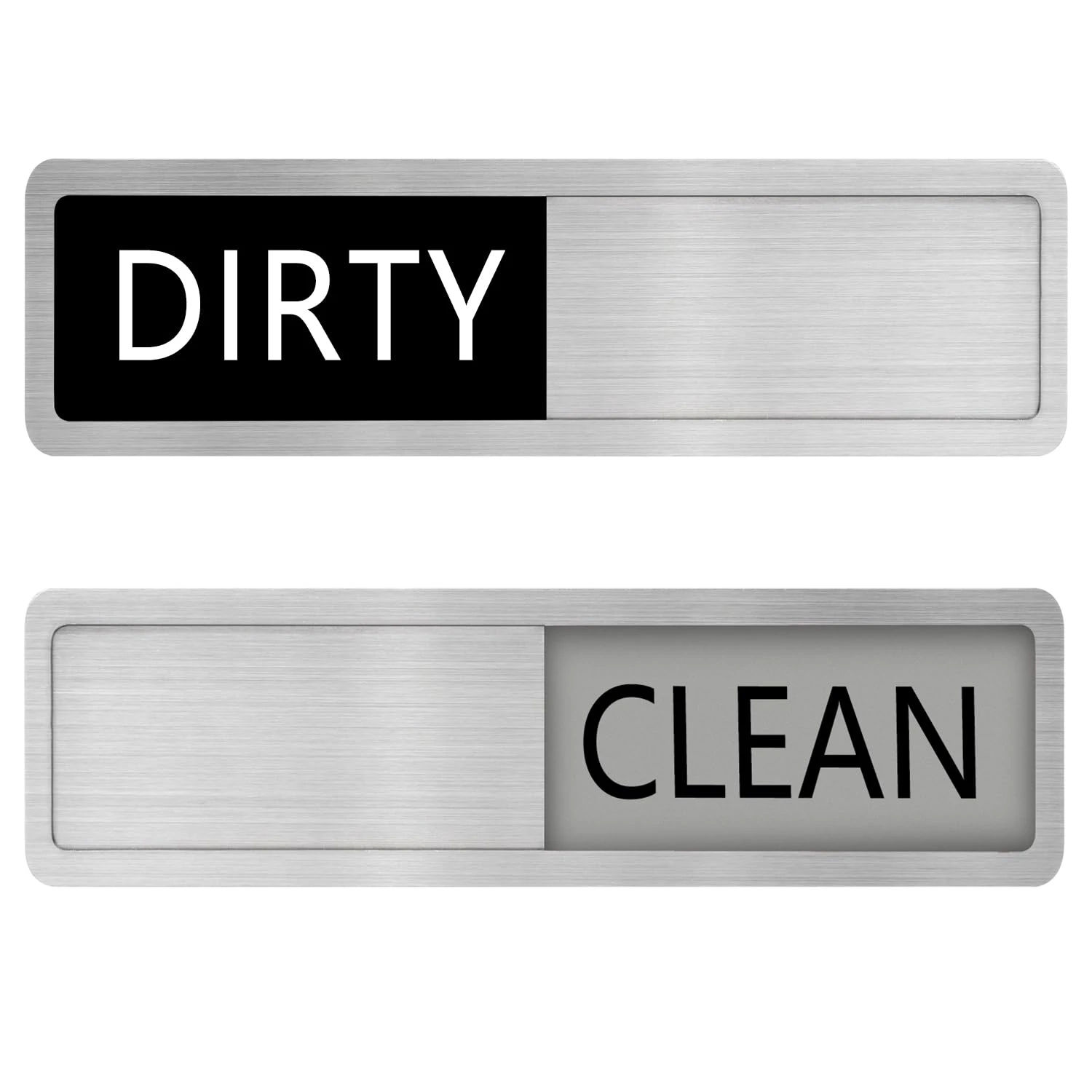 Kichwit Dishwasher Magnet, Stainless Steel Clean Dirty Sign, Magnetic, Works on All Dishwashers, Helps You Know Whether Dishes Are Clean or Dirty, 5.5 x 1.6 Inches, Black and Grey