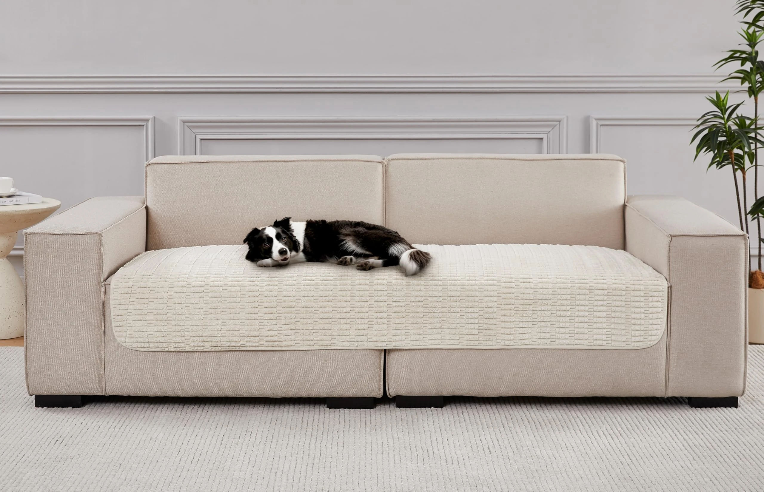 Couch Covers Sofa Seat Covers, 33x70 inch Anti-Slip Dog Mat Pet Pad Blanket for Sofa Chair Recliner Bed Furniture Protector Washable (Cream White)