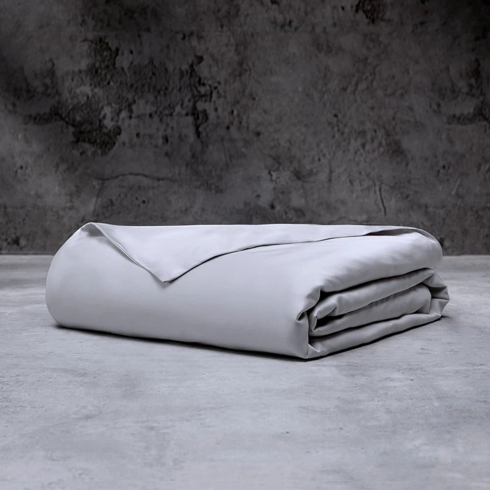 LUXOME Luxury Duvet Cover | Oversized Fit | 100% Viscose from Bamboo | Silky Soft Feel | Thermal-Regulating | 2X Cover Ties | Full/Queen - 90"x98" | Stone