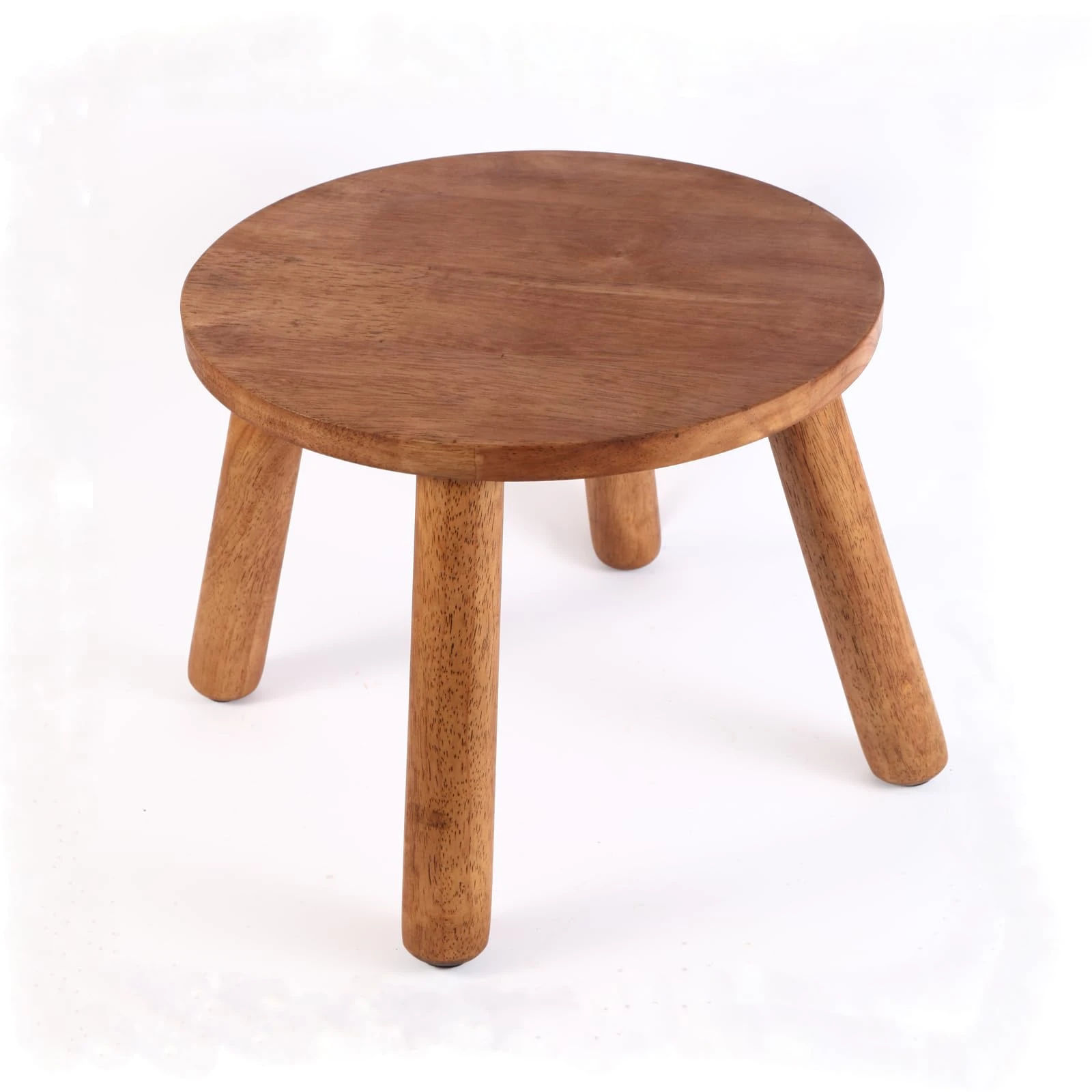 Round Solid Wooden Step Stool, Garden Stool,9.3''H,Plant Stool,Wood Legs Detachable for Plant Stand, Kitchen, Bathroom,Bedroom,Livingroom (Walnut, 9.3inch)