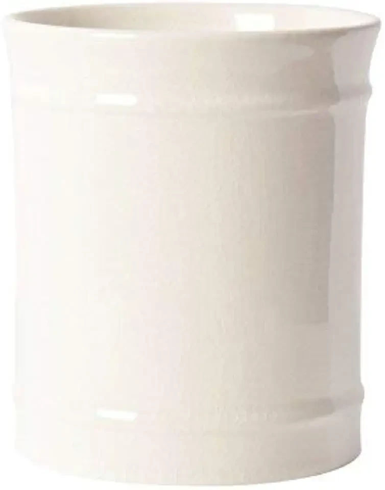 Kitchen Ceramic Utensil Holder, Perfect Capacity Utensil Crock, for Kitchen Counter top & Dining Table (Cream, 5.0" x 5.0" x 5.8")