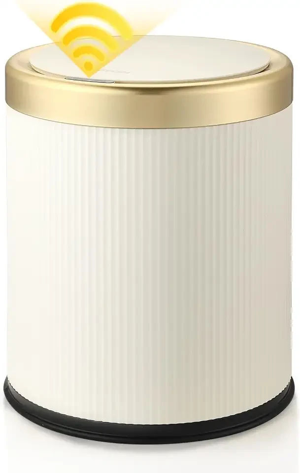 Automatic Motion Sensor Bathroom Trash Can with Lid, 2.8 Gallon Touchless Trash Garbage Bin Small Mini Trash Cans Trashcan -White