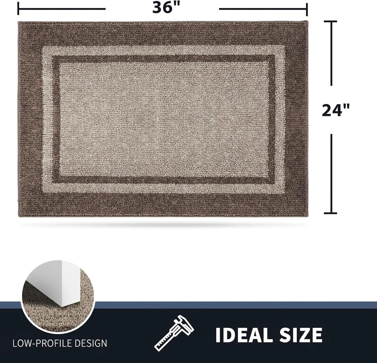 Floral Non-Slip Washable Doormat Indoor Outdoor Mat Blue Retro Farmhouse Scalloped Entry Rug Small Throw Rugs for Entryway Kitchen Front Porch Decor
