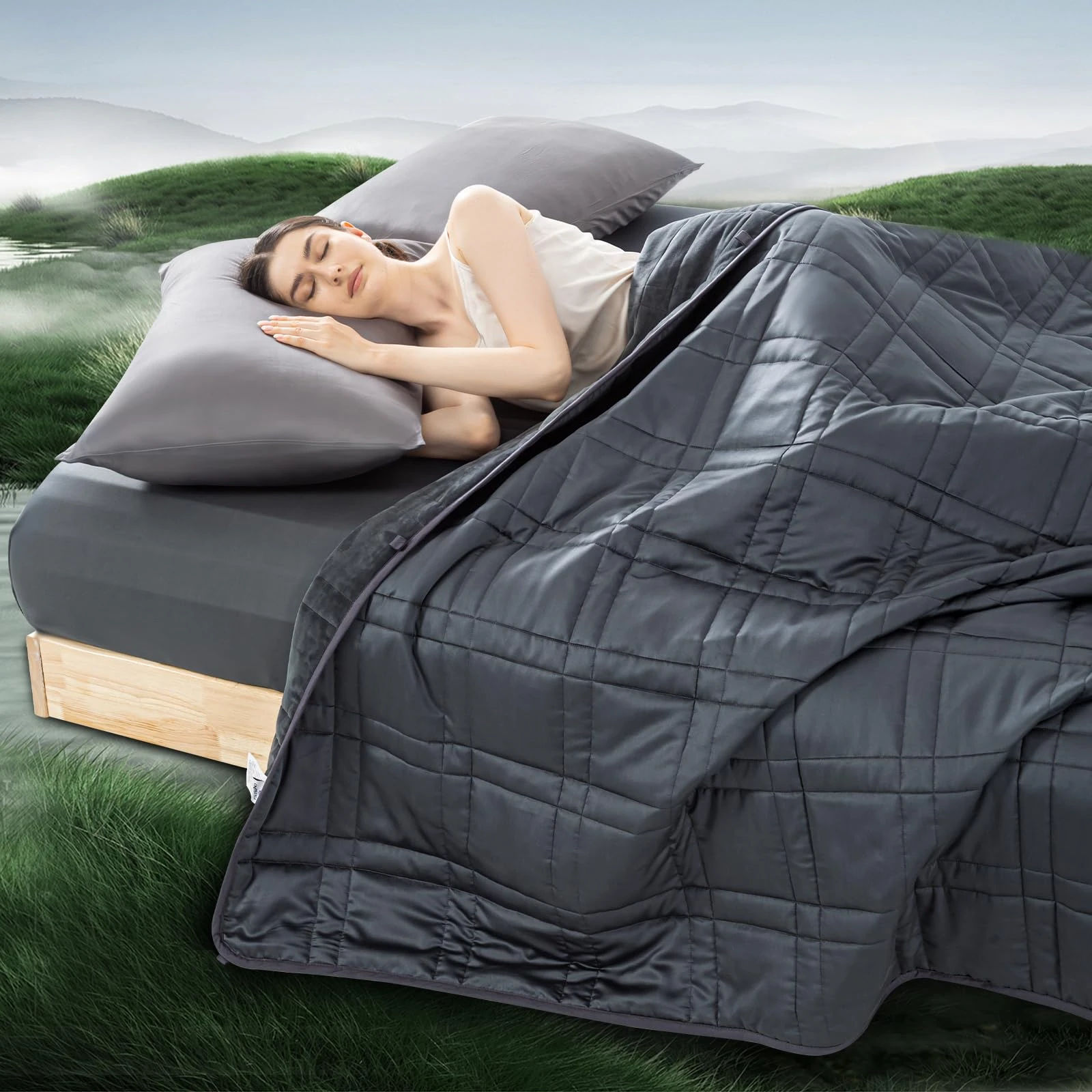 Weighted Blanket King Size 25lbs(88''x104'', Dual-Sided), Reversible King Weighted Blanket with Cozy Warm Velvet & Cooling Tencel Fabric for Adults & Couple All Season - Carry Bag Included, Dark Grey