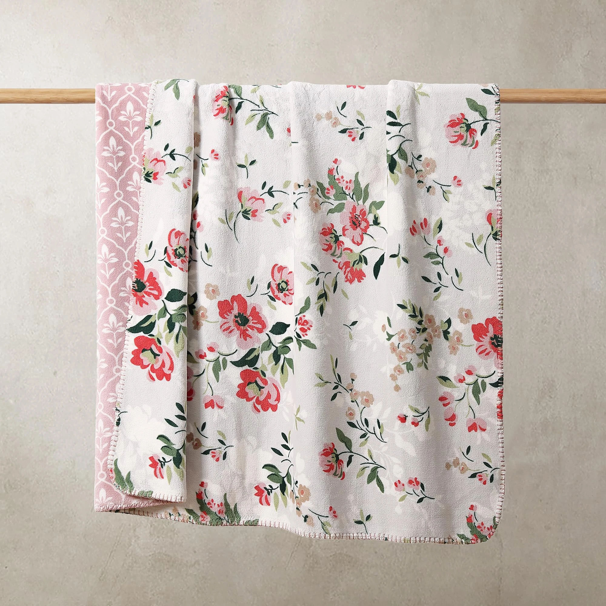 BLOOMHAVEN Floral Reversible Throw Blanket,Coco Flannel Bed Blankets for Women Gifts