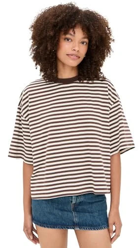 Lioness Women's Bloom Short Sleeve, Dark Chocolate Stripe, XXS