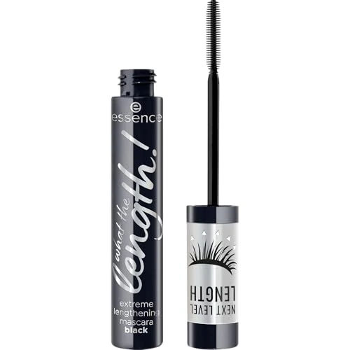 essence | What The Length! Extreme Lengthening Mascara | Ultra-Defined Length | Precise Separation | Smooth, Buildable Formula | Vegan & Cruelty Free (01 | Black)