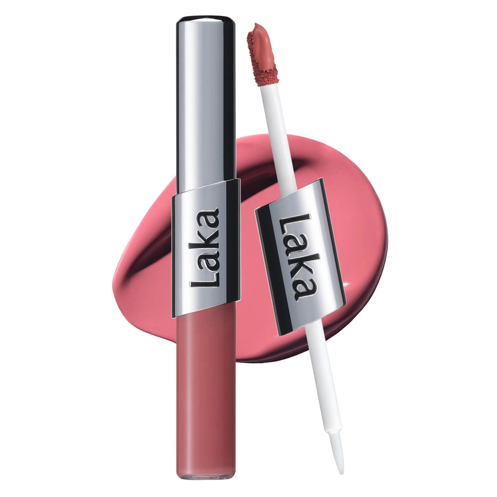 Laka Perfect Twin Lip - Dual-Ended Matte Liquid Lipstick & Clear Gloss | Long Lasting 12 Hour Color, Transfer Proof | High Pigmented Lightweight Non-Sticky | Korean Makeup | #904 City Pink, 0.31oz