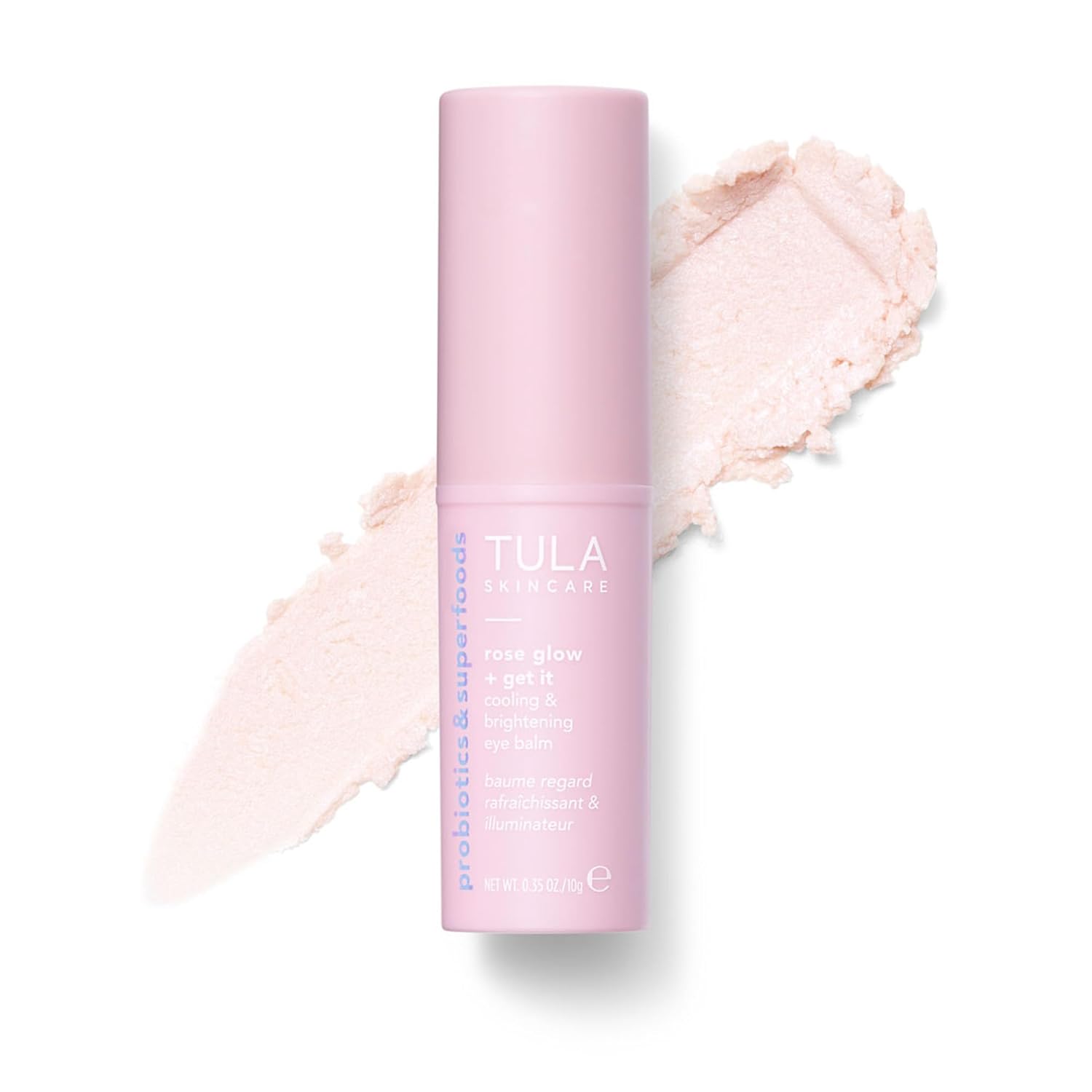 TULA Skin Care Spresso Energizing Eye Balm, Rose Glow - Energizing & Hydrating Caffeine Under Eye Treatment for Dark Circles, Portable and Perfect to Use On-the-go, 0.35 oz.