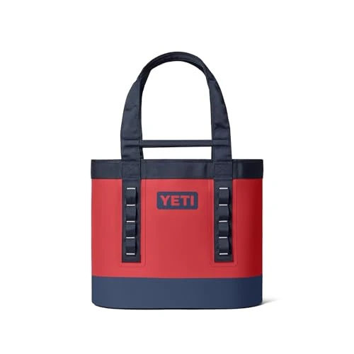YETI Camino 35 Carryall with Internal Dividers, All-Purpose Utility, Boat and Beach Tote Bag, Durable, Waterproof, Rescue Red/Navy/White