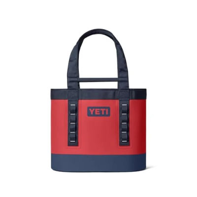 YETI Camino 35 Carryall with Internal Dividers, All-Purpose Utility, Boat and Beach Tote Bag, Durable, Waterproof, Rescue Red/Navy/White