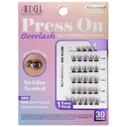 Ardell Press On Overlash 3D Fauxmink Volume 854 – Self Adhesive Lash Clusters, No Glue Needed Eyelashes, Pre Glued Cluster Eyelash Extensions, 1 Pack