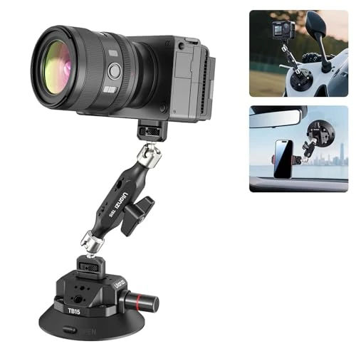 ULANZI TB15 Heavy-Duty Suction Cup Camera Mount with 360° Rotation Magic Arm — 1/4" & 3/8" Threads Compatible With DJI OSMO Pocket 3/4/OSMO 360/Insta360 X5/DSLR/Action Cameras on Car,Boat,Glass Window