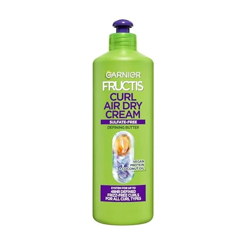 Garnier Fructis Curl Nourish Air Dry Cream XL Leave In Conditioner, Sulfate-Free Curl Defining Cream For Moisture and Frizz Control Waves, Curls, and Coils, Value Size, 16.9 Fl Oz