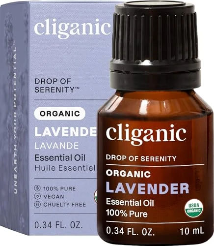 Cliganic Organic Lavender Essential Oil - 100% Pure Natural Undiluted, for Aromatherapy Diffuser | Non-GMO Verified