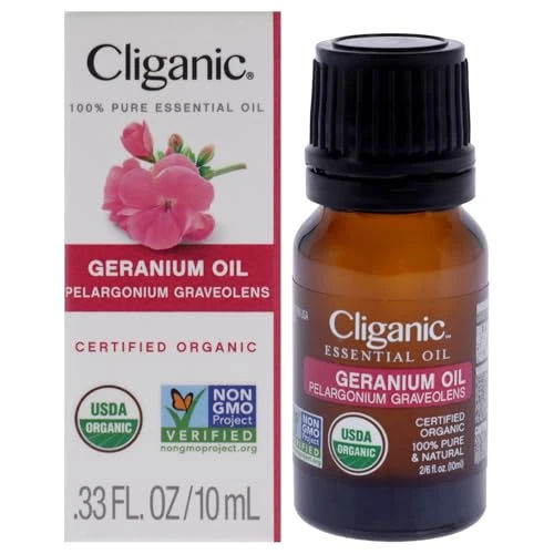 Cliganic Organic Geranium Essential Oil, 100% Pure Natural for Aromatherapy | Non-GMO Verified