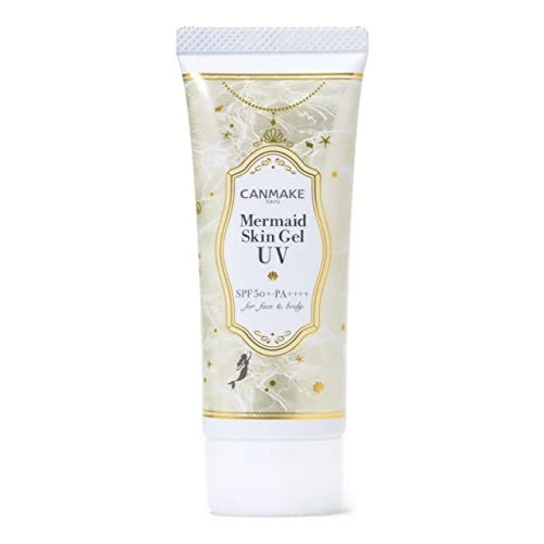 Canmake Mermaid Skin Gel 1.4 oz (40g) Sunscreen, Off with Face Wash (C02 Sunny Yellow (Vitamin C Derivative))