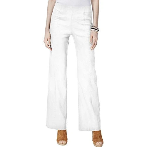 Linen Blend Wide Leg Pants White 14