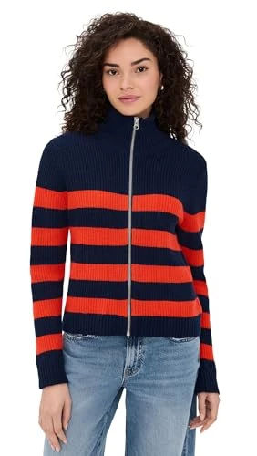 KULE Women's The Bruce Sweater, Navy/Poppy, L