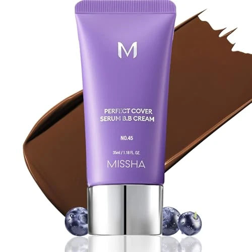 MISSHA M Perfect Cover Serum BB Cream No.45 Deep Mocha- Deep with Cool Undertone, Skin Tint, Tinted Moisturizer, Skin Care Foundation Makeup, Korean Makeup, 1.18 Fl oz
