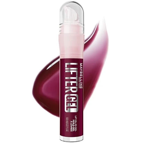 MAYBELLINE Lifter Oil-in-Gel Lip Gloss for Glassy, Bouncy Shine, Hydrating, Tinted Lip Balm and Moisturizer with Hyaluronic Acid and Passionfruit Oil, Berry Twist (Blackberry)