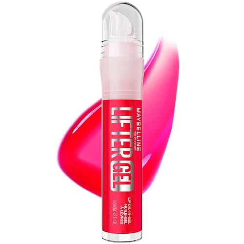 MAYBELLINE Lifter Oil-in-Gel Lip Gloss for Glassy, Bouncy Shine, Hydrating, Tinted Lip Balm and Moisturizer with Hyaluronic Acid and Passionfruit Oil, Melon-ade (Red)
