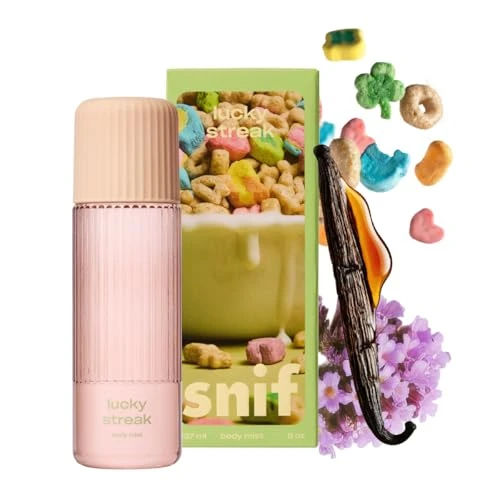 Snif Lucky Streak Body Mist 8oz, Sweet Gourmand Hair Perfume & Body Spray, Marshmallow, Heliotrope & Vanilla, Long Lasting Fragrance Mist, Clean, Vegan, Cruelty Free