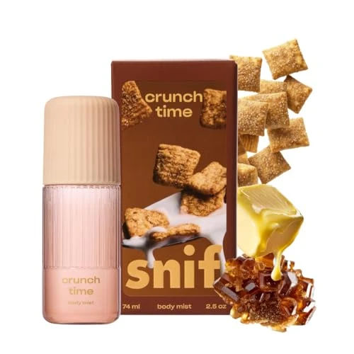 Snif Crunch Time Body Mist 2.5oz, Warm Gourmand Hair Perfume & Body Spray, Cinnamon, Brown Sugar & Butter, Long Lasting Fragrance Mist, Clean, Vegan, Cruelty Free