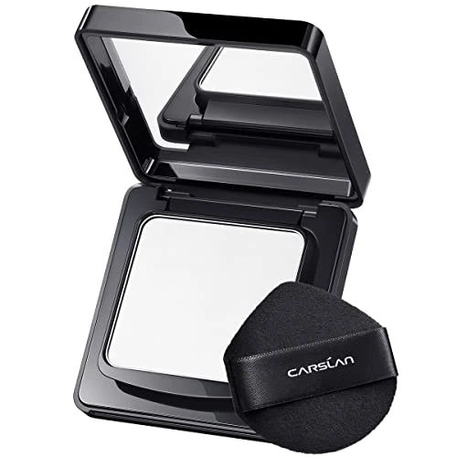 CARSLAN Waterproof Face Pressed Powder Compact, 24H Longlasting Oil Control Pressed Setting Powder Talc-Free Makeup, Shine Free, Poreless, Smooth, 01 Translucent for dry&com skin (0.28Oz)