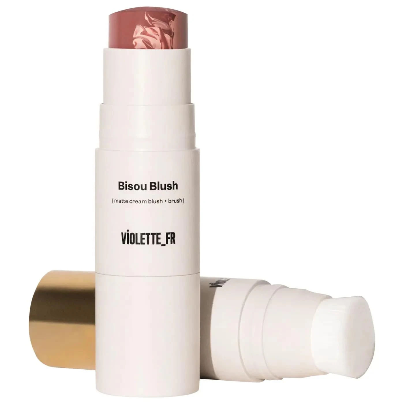 VIOLETTE_FR Marbled Cream Blush Stick with Blending Brush, Buildable Cream Blush for Natural Radiant Flush (Louise - neutral pink beige)