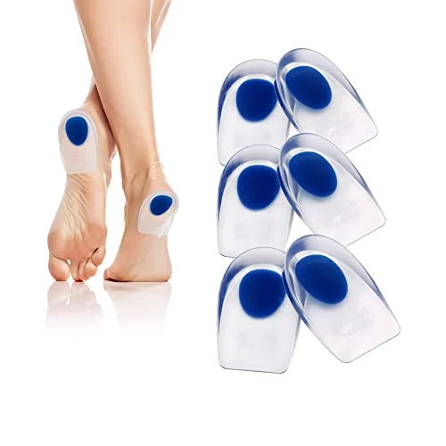 Dr.Pedi Heel Cups for Heel Pain 3 Pairs Gel Silicone Heel Pads Heel Lifts for Achilles Tendonitis Inserts for Women Insole Shoe for Plantar Fasciitis Relief