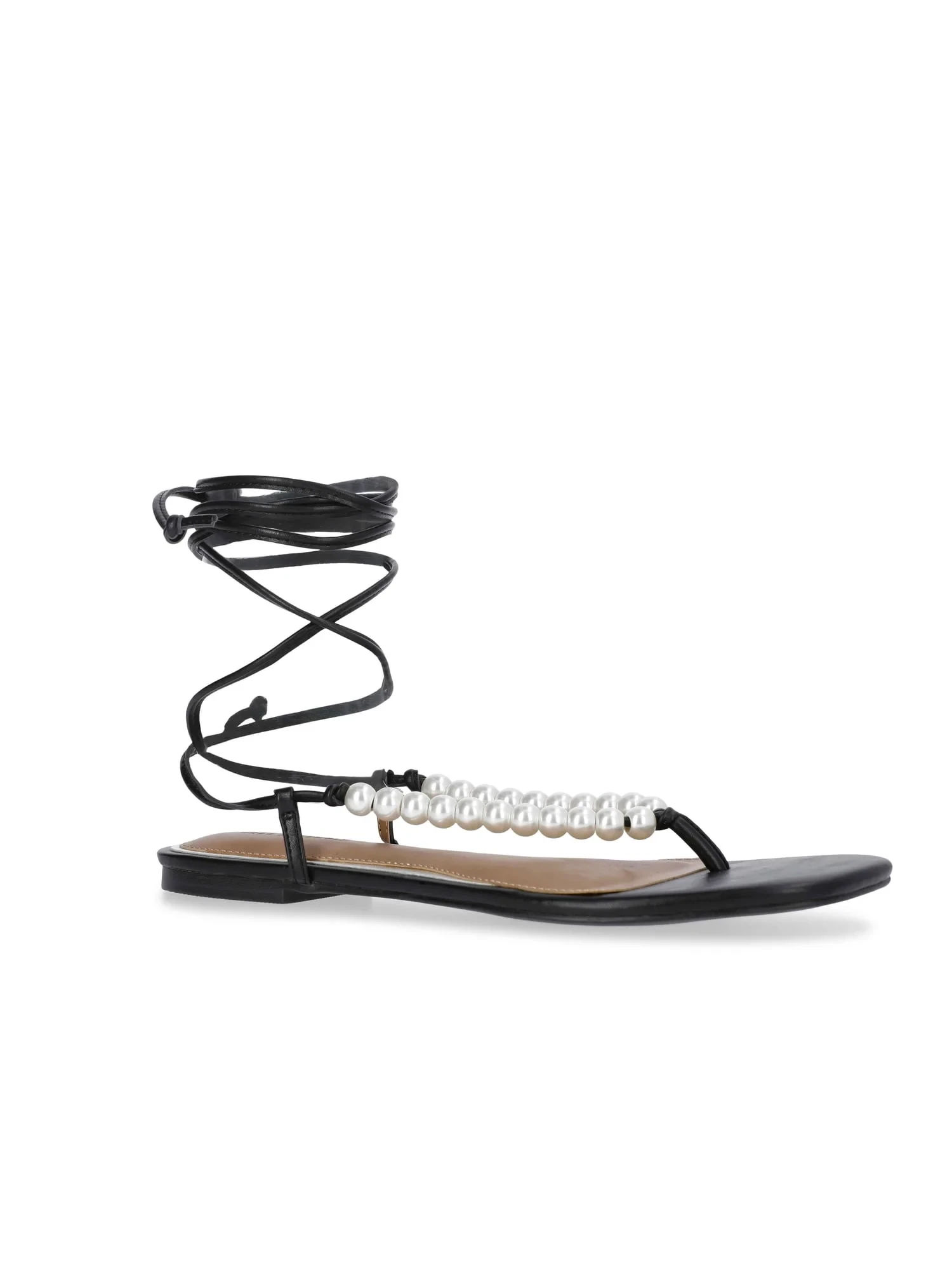 Free Assembly Women's Beaded Wrap Sandals - Walmart.com