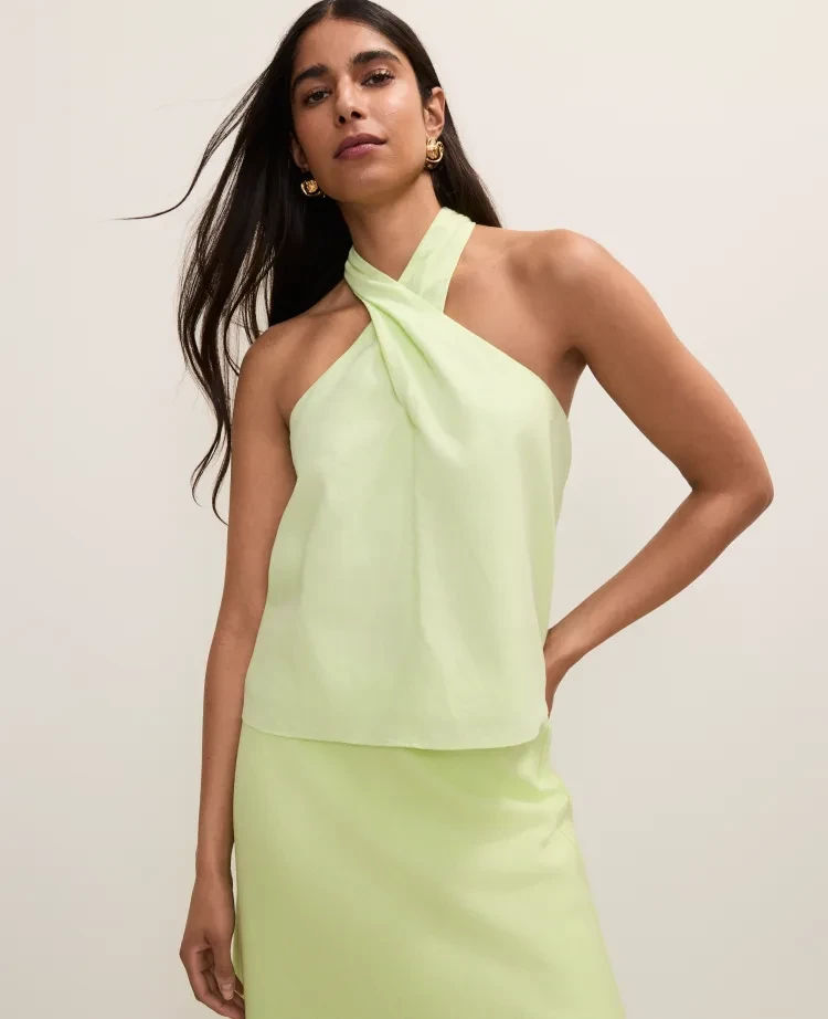 Twist Halter Top in Linen Blend