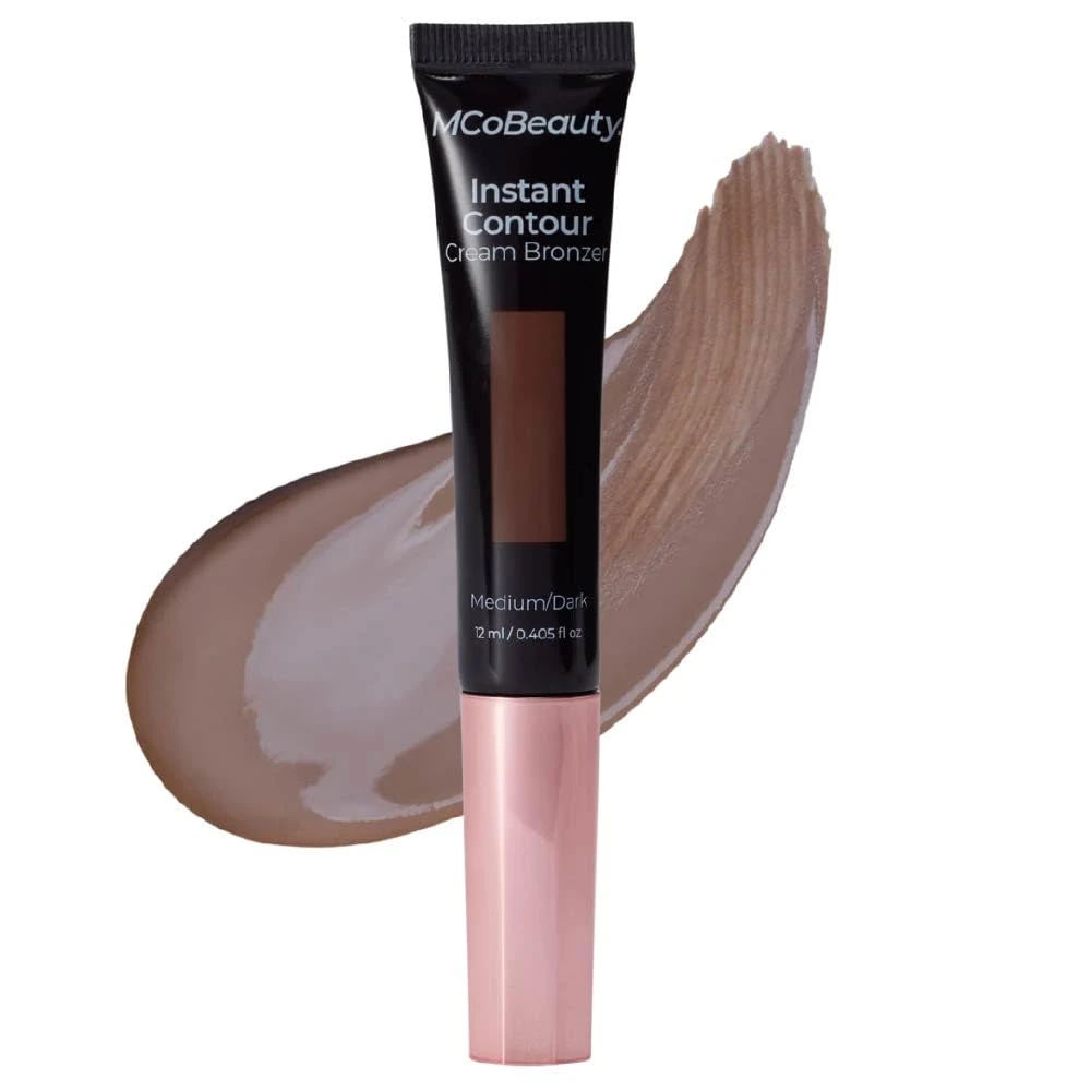 MCoBeauty Instant Contour Cream Bronzer - Medium to Dark | Cream Contour Wand, Cushion Applicator, Buildable Longwear Sculpt, Vegan & Cruelty Free