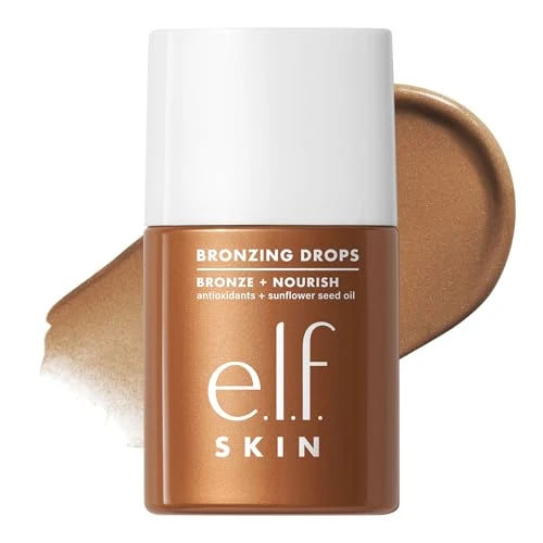 e.l.f. SKIN Bronzing Drops, Liquid Face Tinted Serum with Vitamin E & Sunflower Oil, Shimmer Finish, Vegan & Cruelty-Free, Pure Gold
