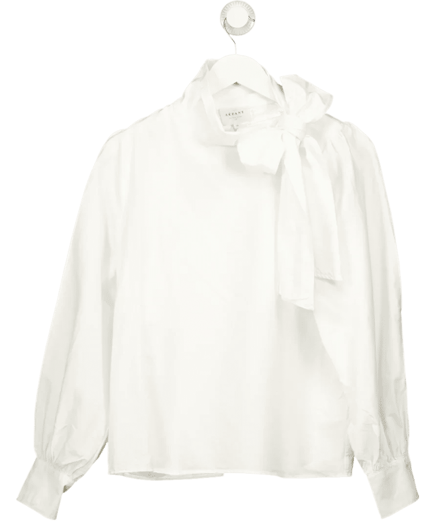 White Tie-Neck Blouse