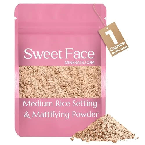 MEDIUM RICE SETTING BULK POWDER (1oz Refill Pouch) Loose Mineral Makeup Use alone or add to Foundation to create an even more Matte Finish Absorbs Oil Leaves Face Smooth Makeup Lasts Longer